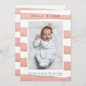 BÉBÉ FAIRE-PART DE NAISSANCE Hello Watercolor (Devant / Derrière)