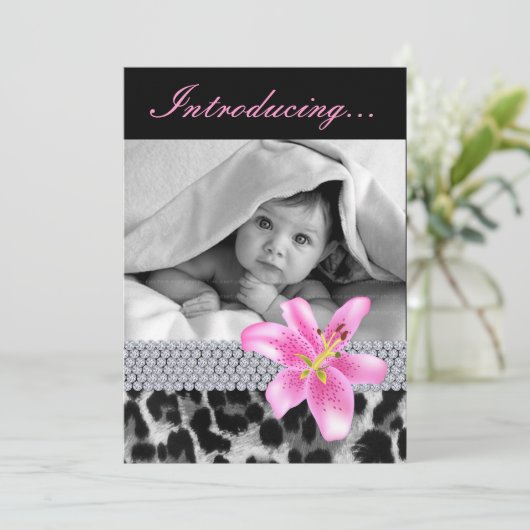 Bébé Faire-part douche Lily Fleur de léopard (Debout devant)