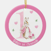 Bébé fille 1er Noël Photo Décoration Rabbit (Devant)