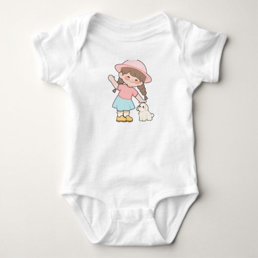 Bébé Fille Adorable avec Body Une Pièce Lapin (Devant)