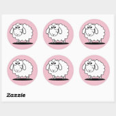 Bébé fille agneau rose autocollants (Feuille)