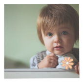 Bébé fille avec étoiles de lune Fleurs Photo Cube (Droite)