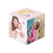 Bébé fille avec étoiles de lune Fleurs Photo Cube (Angle arrière)