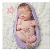 Bébé fille avec étoiles de lune Fleurs Photo Cube (Devant)