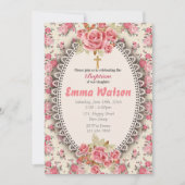 Bébé Fille Baptême Invitation (Devant)