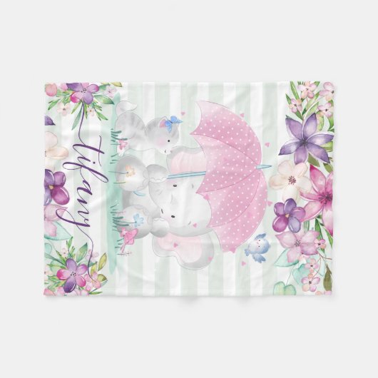 Bébé Fille Bébé Couverture bébé avec éléphant Flor (Devant (Horizontal))