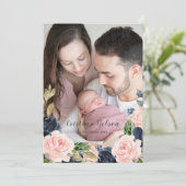 Bébé Fille Blush rose nouveau-né Faire-part de nai (Debout devant)