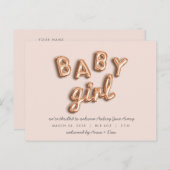 BÉBÉ fille ! Carte postale rose gold/rose. (Devant / Derrière)