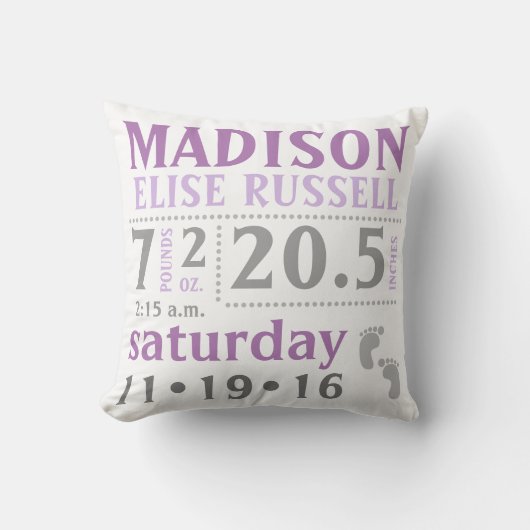 Bébé Fille Coussin Gris pourpre (Recto)