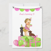 Bébé Fille Dachshund Fête Invitation (Devant)