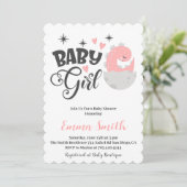 Bébé fille Dinosaur Baby shower Invitation (Debout devant)