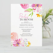 Bébé Fille Douche Invitations Aquarelle Floral (Debout devant)