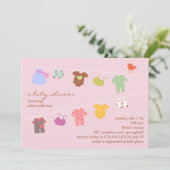 Bébé fille douche plat Invitation (Debout devant)