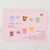 Bébé fille douche plat Invitation (Devant / Derrière)