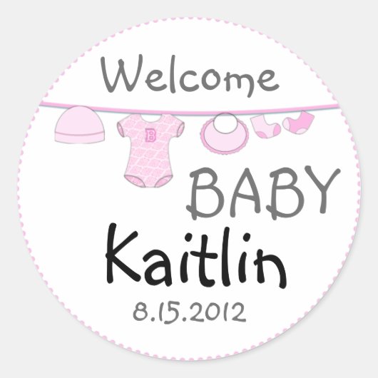 Bébé fille Douche Vêtements Ligne Sticker rond (Devant)