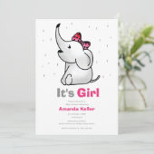 Bébé Fille Eléphant Douche Invitation (Debout devant)