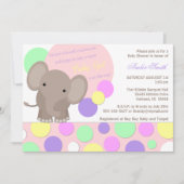 Bébé Fille Eléphant Douche Invitation (Devant)