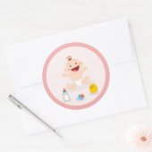 Bébé Fille En Stickers Baby shower Cercle Rose (Enveloppe)
