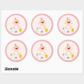 Bébé Fille En Stickers Baby shower Cercle Rose (Feuille)