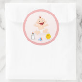 Bébé Fille En Stickers Baby shower Cercle Rose (Sac)