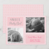 Bébé fille Faire-part (Devant / Derrière)