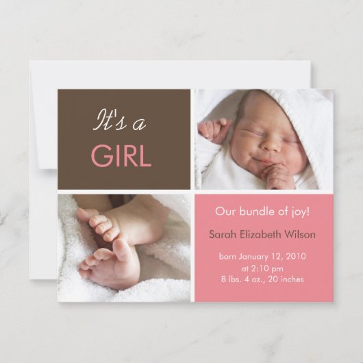 Bébé fille Faire-part (Devant)