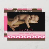 Bébé fille Faire-part (Devant / Derrière)