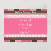 Bébé fille Faire-part (Dos)