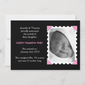 Bébé fille Faire-part de naissance (Dos)