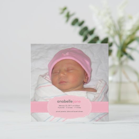 Bébé fille Faire-part de naissance (Debout devant)