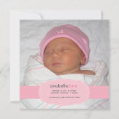 Bébé fille Faire-part de naissance (Devant)