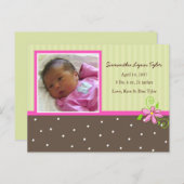 Bébé fille Faire-part de naissance (Devant / Derrière)