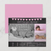 Bébé fille Faire-part de naissance (Devant / Derrière)