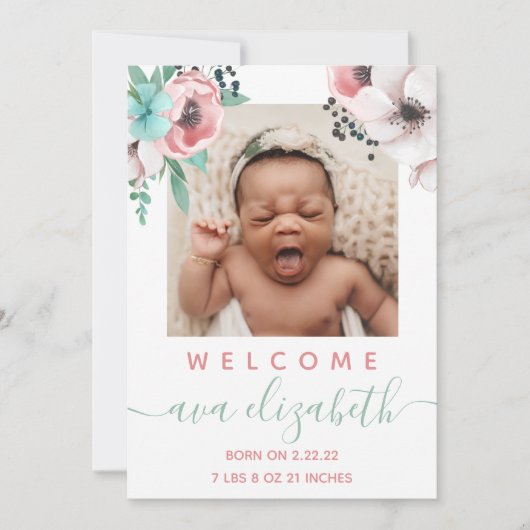 Bébé fille Faire-part de naissance (Devant)