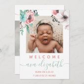 Bébé fille Faire-part de naissance (Devant / Derrière)