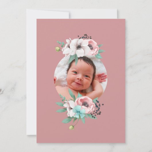 Bébé fille Faire-part de naissance (Dos)