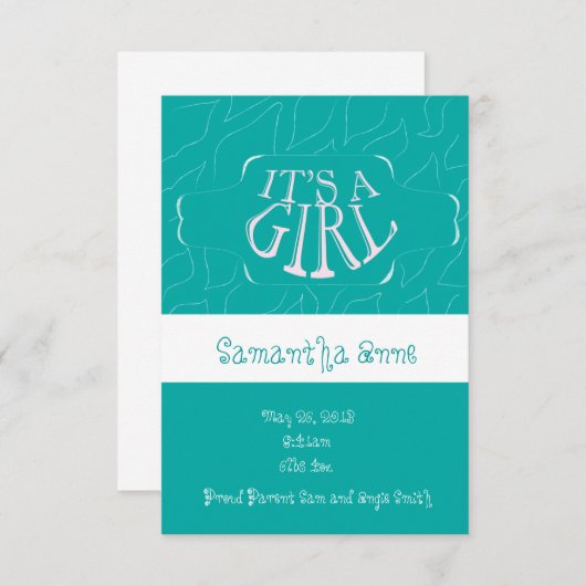 Bébé fille Faire-part de naissance (Devant / Derrière)