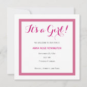 Bébé fille Faire-part de naissance style classique (Devant)