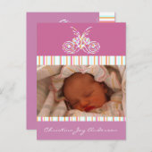 Bébé fille Faire-part - Papillons (Devant / Derrière)