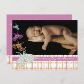 Bébé fille Faire-part - Papillons (Devant / Derrière)