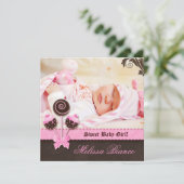 Bébé fille Invitation Faire-part gâteau Pops rose (Debout devant)
