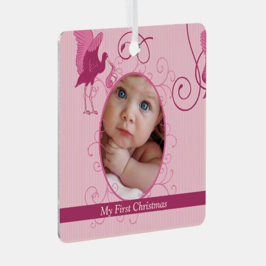 Bébé Fille minuscule Tee Ornement photo avec stati (Avant droite)