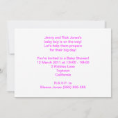 Bébé fille nuages roses et cigogne invitation douc (Dos)