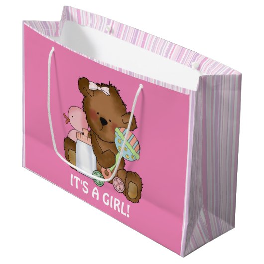 Bébé Fille Ours grand sac cadeau (Devant Angle)
