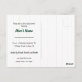 Bébé Fille Ours Vert & Baby shower Or Invitation (Dos)