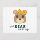 Bébé Fille Ours Vert & Baby shower Or Invitation (Devant)