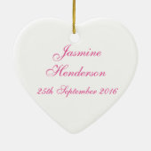 Bébé fille photo première décoration de Noël rose (Dos)