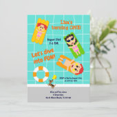 Bébé fille premier anniversaire piscine invitation (Debout devant)