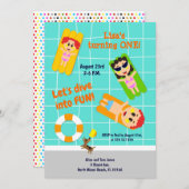 Bébé fille premier anniversaire piscine invitation (Devant / Derrière)