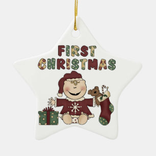 Bébé Fille premier ornement de Noël
